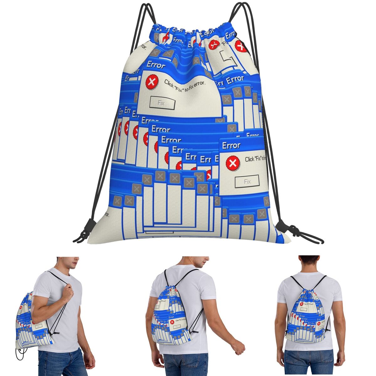 Tile Bag Drawstring - Windows Xp Error Tiled Sırt Çantaları