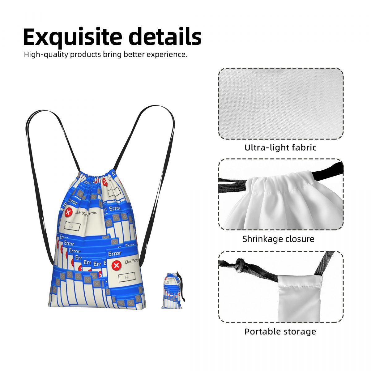 Tile Bag Drawstring - Windows Xp Hatası Baskılı İpli Sırt