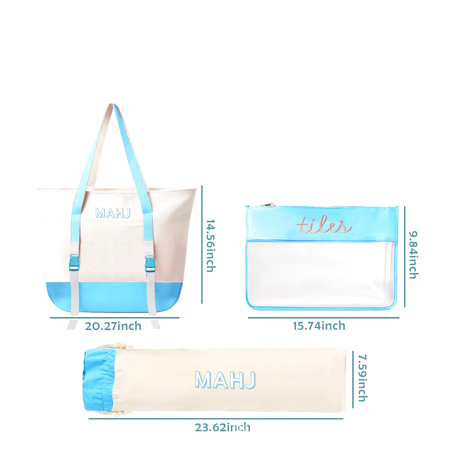 Tile Bag Drawstring - Mahjong Taşları için Şeffaf Fermuarlı Kese