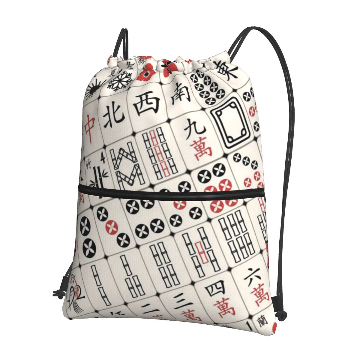 Tile Bag Drawstring - Mahjong Karo Desenli Sırt Çantaları Moda