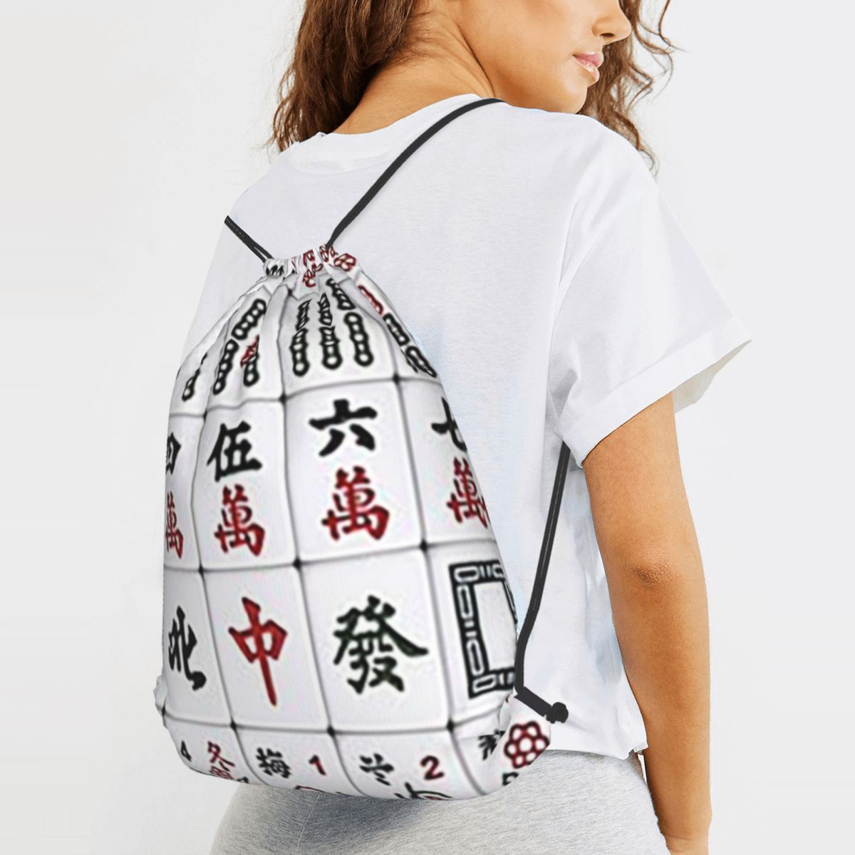 Mahjong Karo Desenli Sırt Çant - Tile Bag Drawstring incelemesi ve fiyatı
