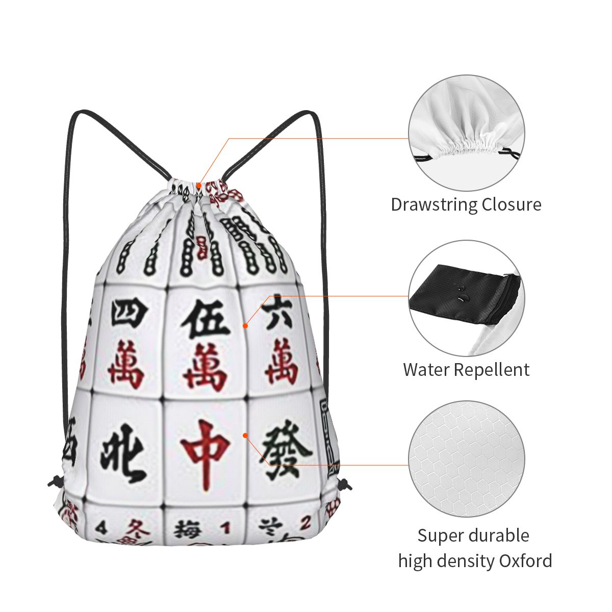 Mahjong Karo Desenli Sırt Çant - Tile Bag Drawstring incelemesi ve fiyatı