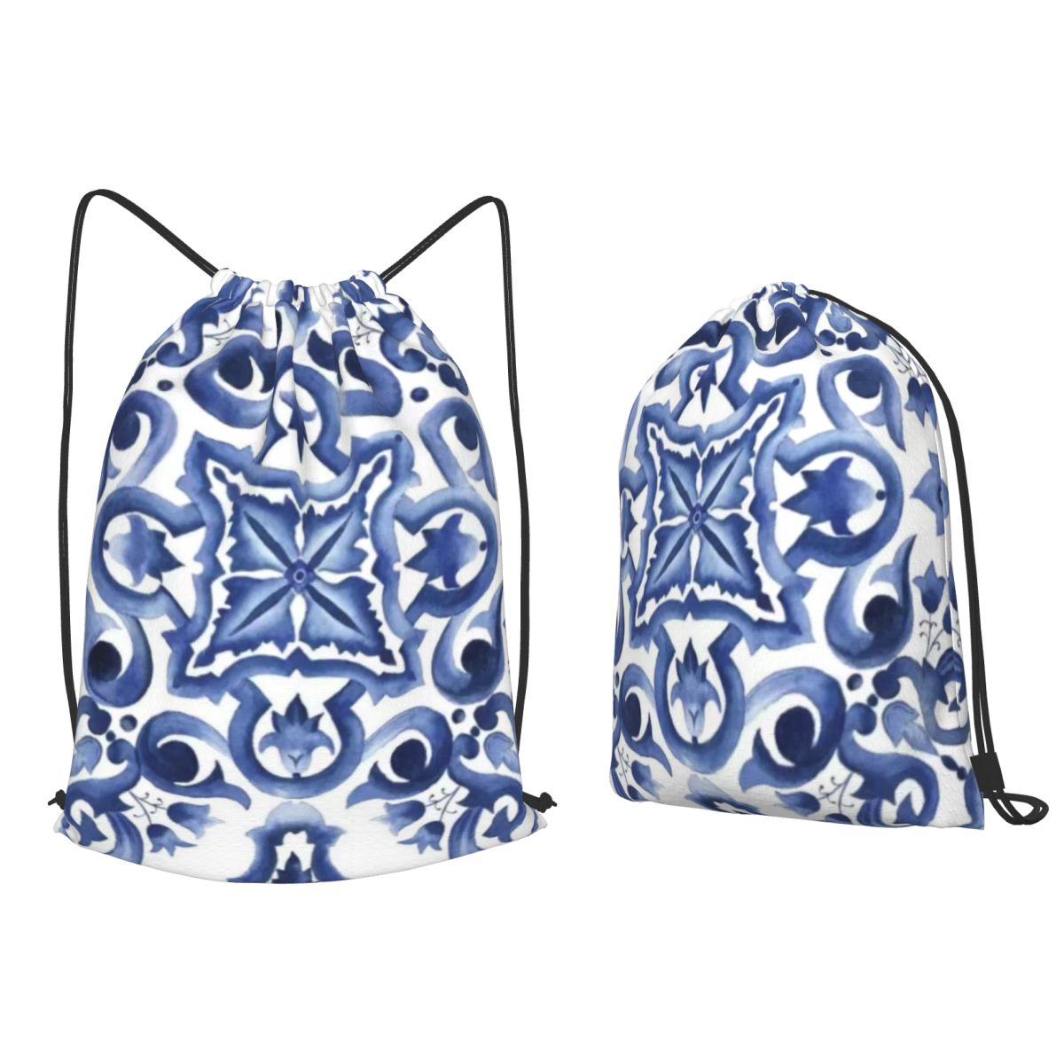 Mavi Süslü Çiçekli Akdeniz Sic - Tile Bag Drawstring incelemesi ve fiyatı