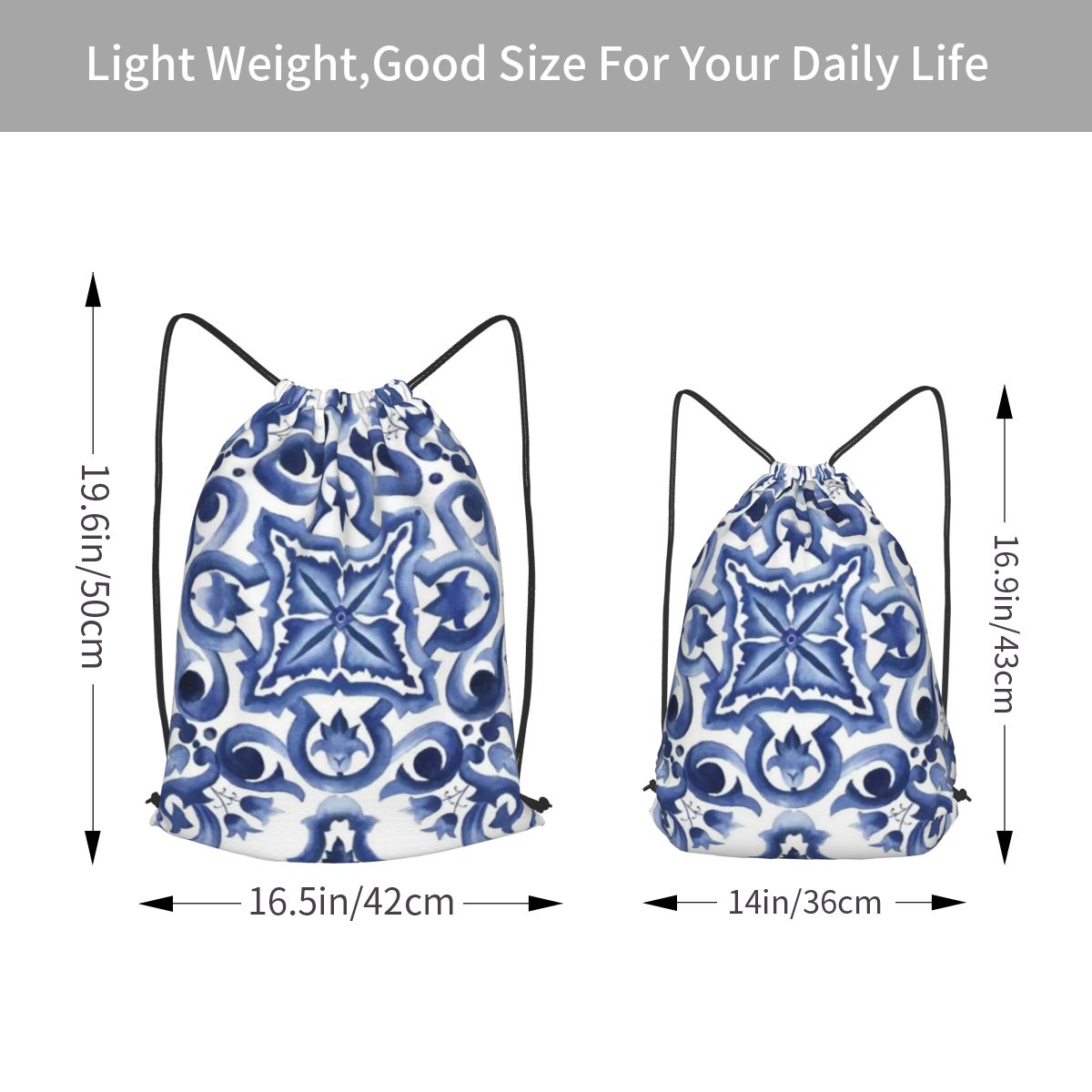 Mavi Süslü Çiçekli Akdeniz Sic - Tile Bag Drawstring incelemesi ve fiyatı