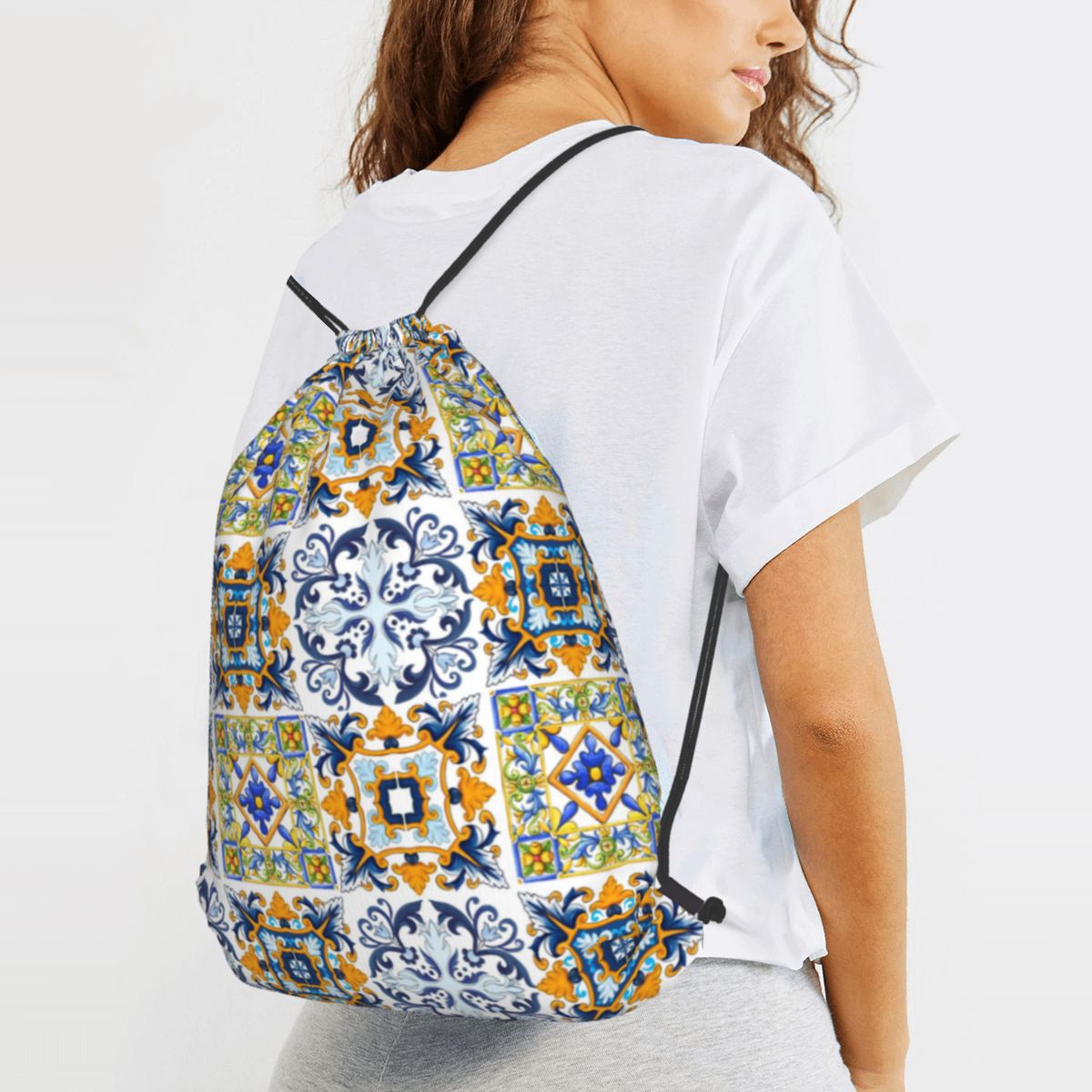 Sicilya Fayansları Kopyası, Ak - Tile Bag Drawstring incelemesi ve fiyatı