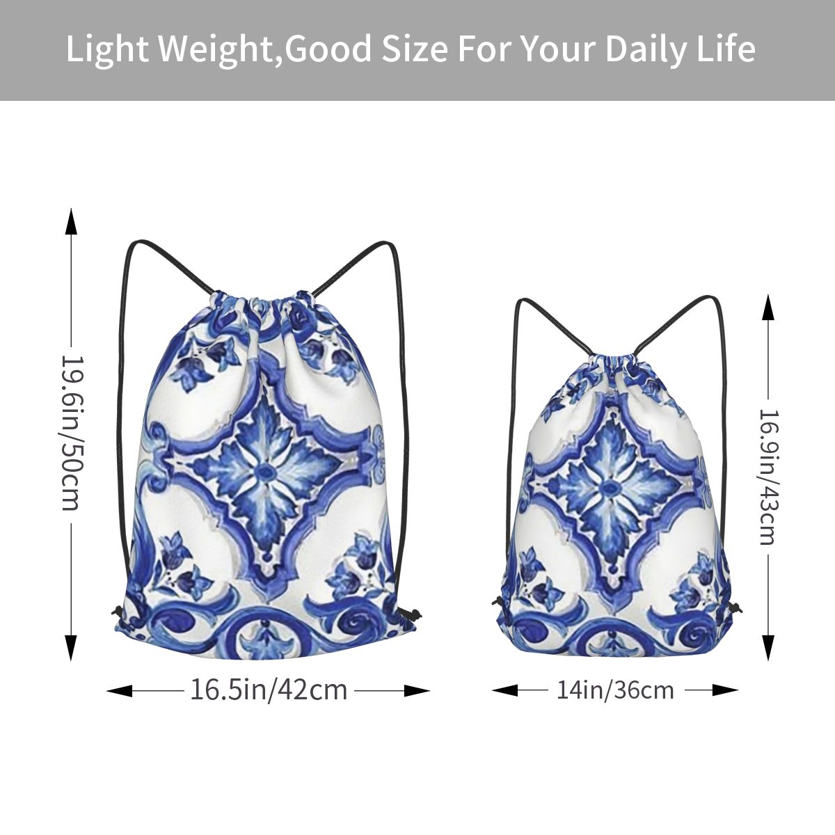Mavi Süslü Çiçekli Akdeniz Sic - Tile Bag Drawstring incelemesi ve fiyatı