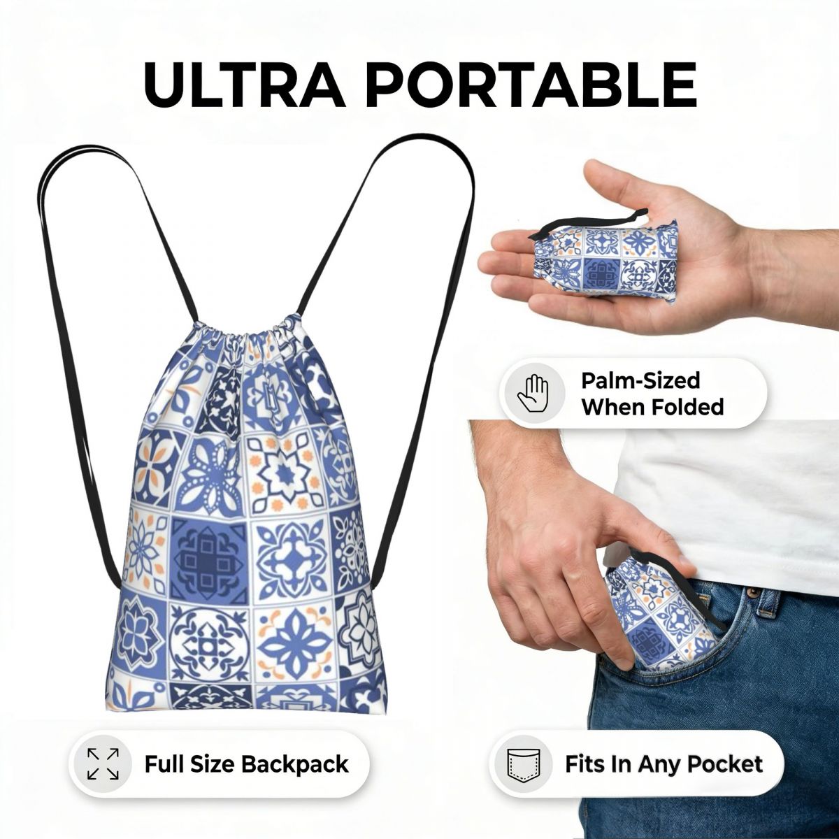 Mavi Portekiz Karosu Portekiz  - Tile Bag Drawstring incelemesi ve fiyatı