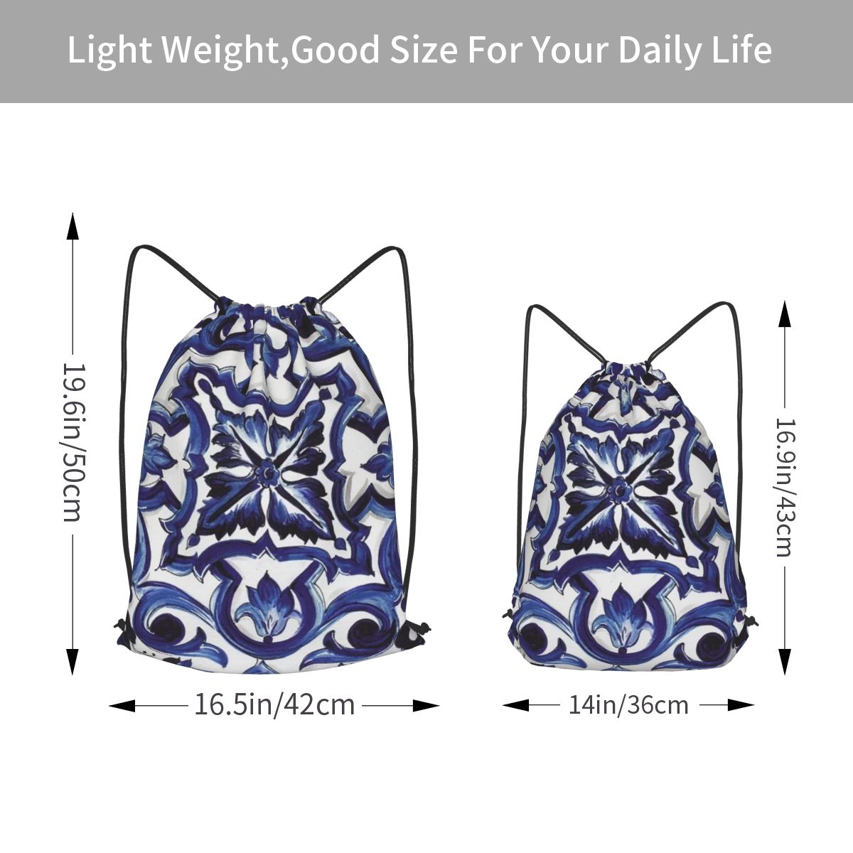 Mavi Süslü Çiçekli Akdeniz Sic - Tile Bag Drawstring incelemesi ve fiyatı