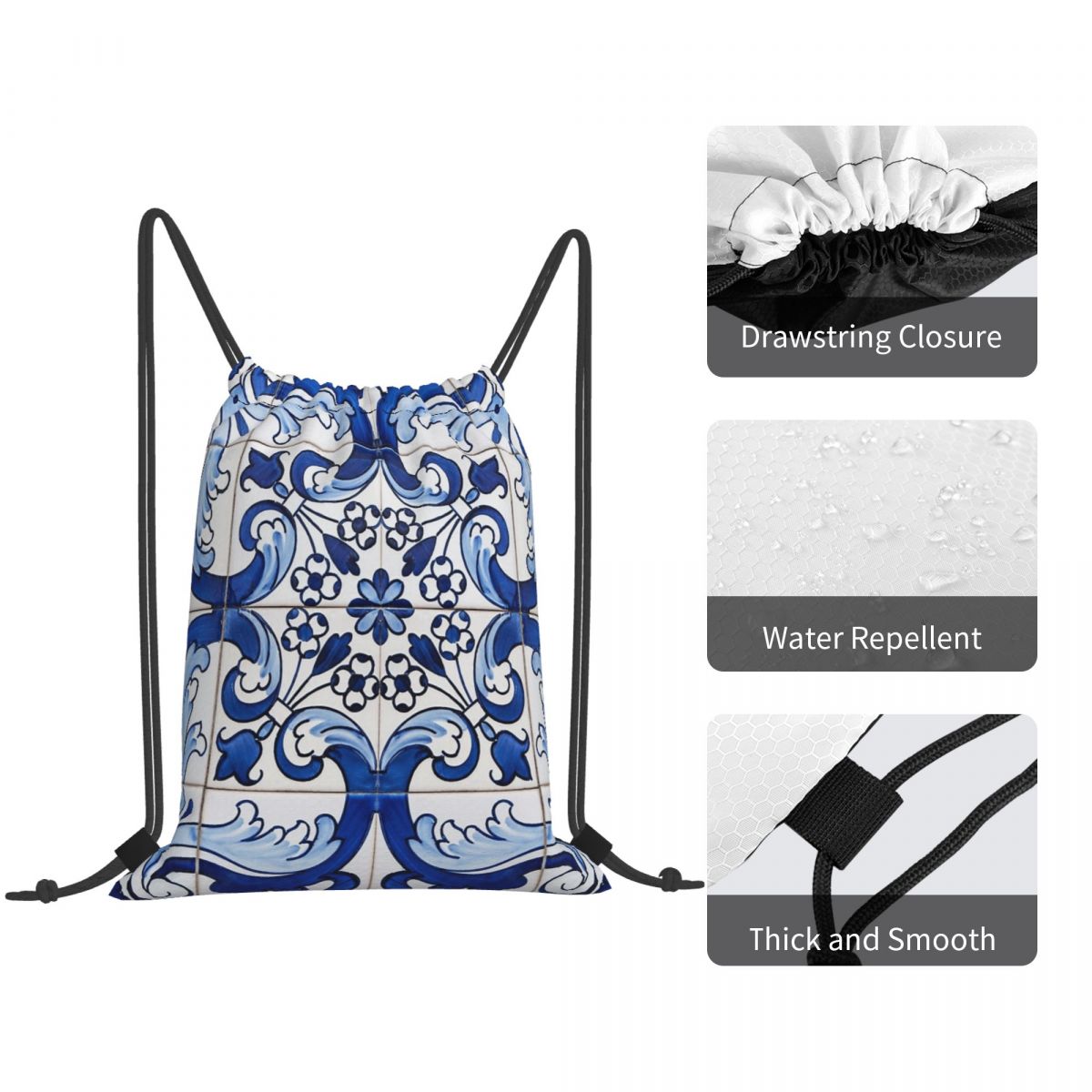 Antika Klasik Lizbon Mavi Azul - Tile Bag Drawstring incelemesi ve fiyatı