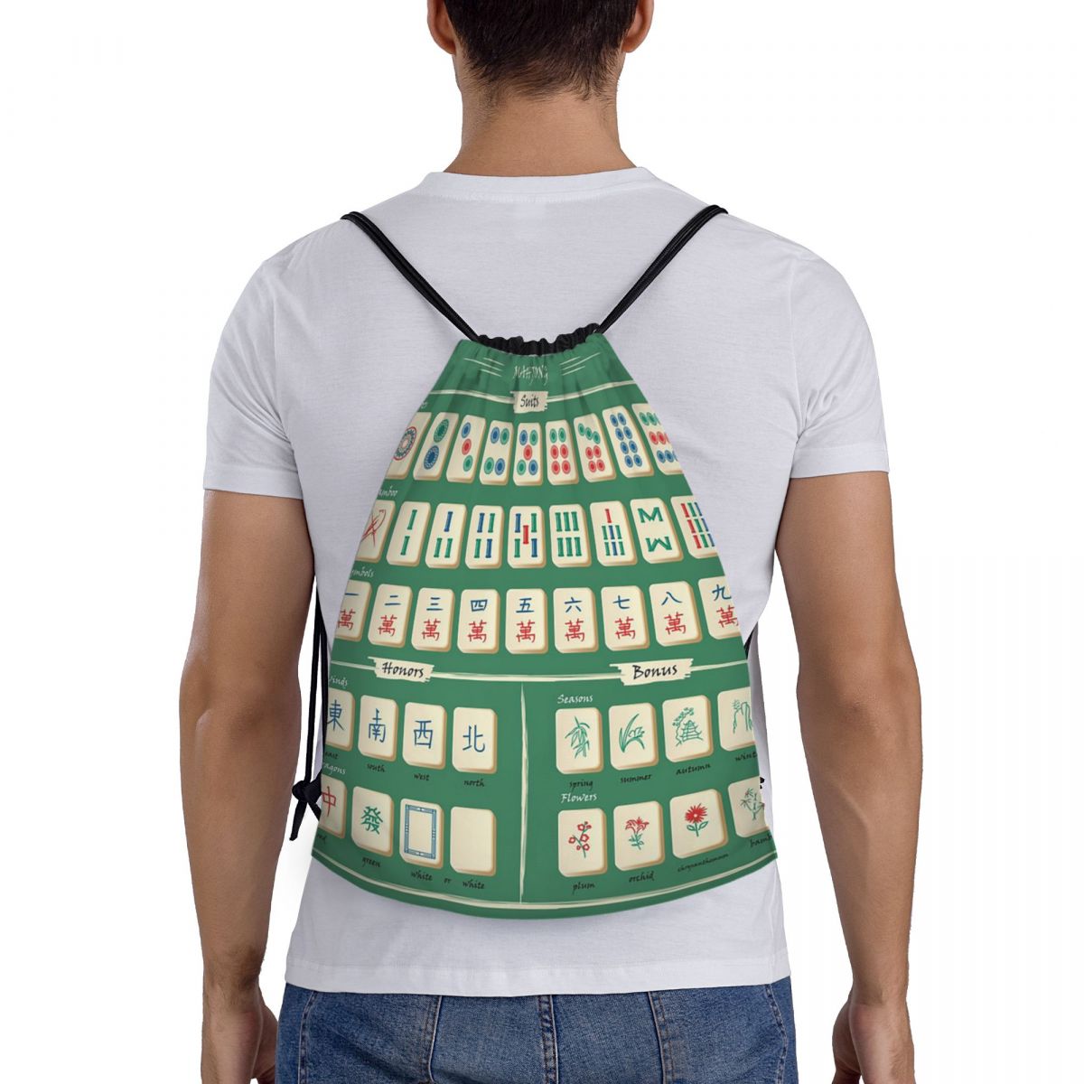 Mahjong Karo Desenli Sırt Çant - Tile Bag Drawstring incelemesi ve fiyatı