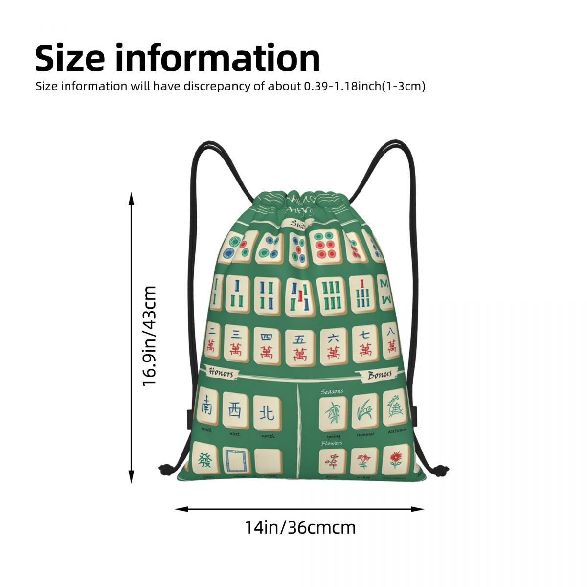 Mahjong Karo Desenli Sırt Çant - Tile Bag Drawstring incelemesi ve fiyatı