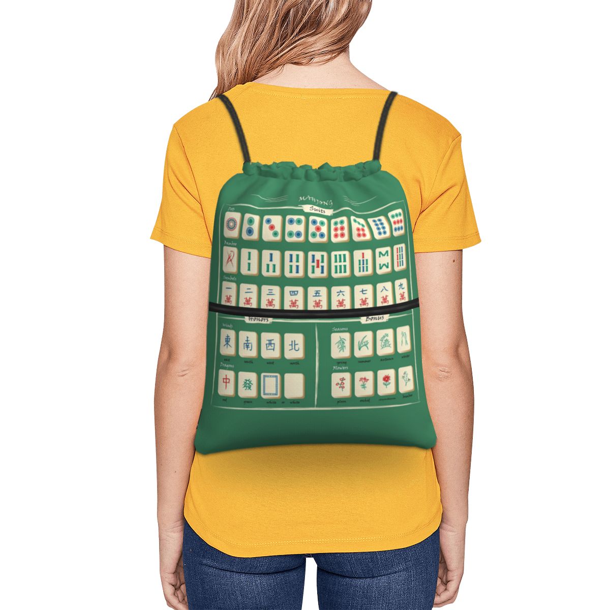 Mahjong Karo Desenli Sırt Çant - Tile Bag Drawstring incelemesi ve fiyatı