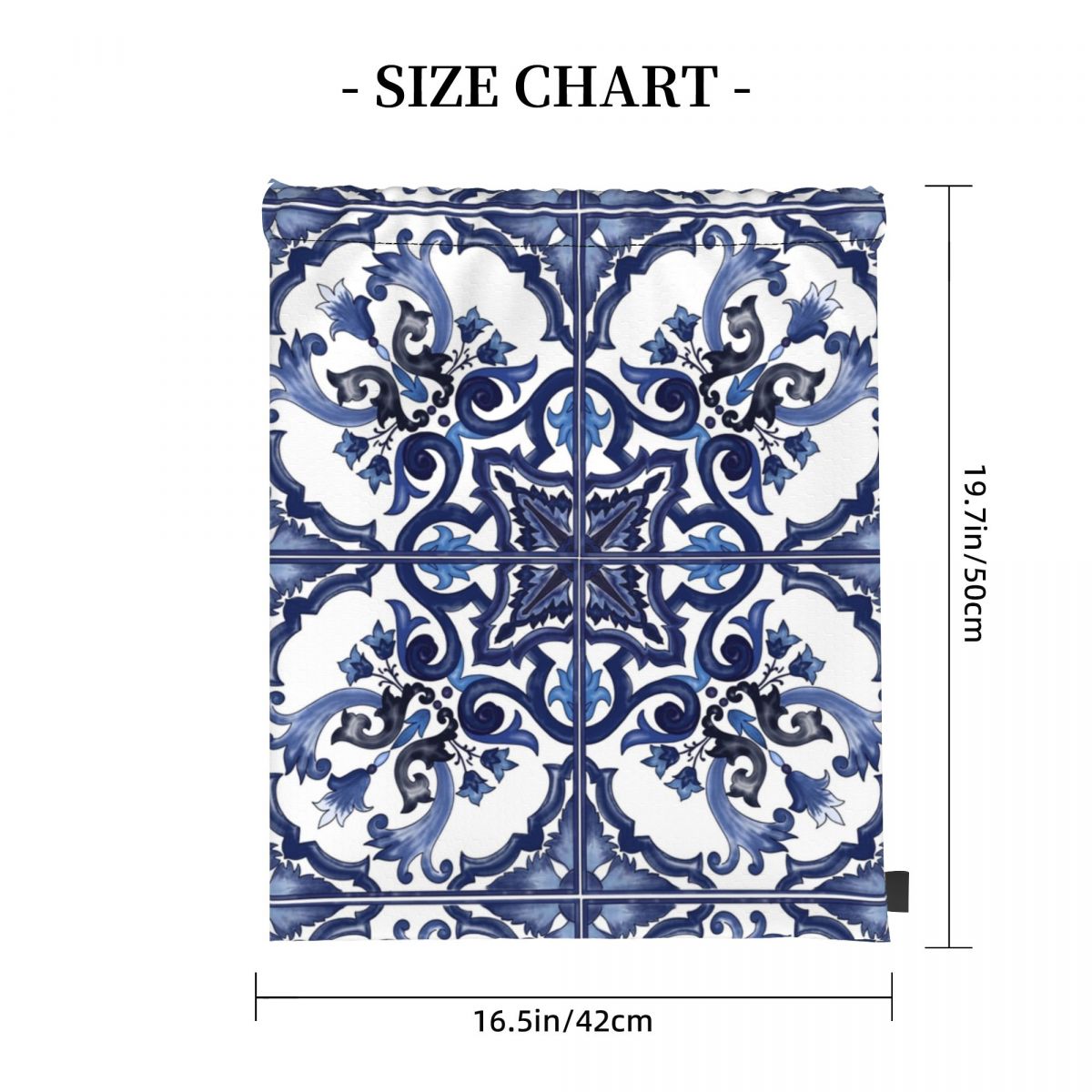 Mavi Süslü Çiçekli Akdeniz Sic - Tile Bag Drawstring incelemesi ve fiyatı