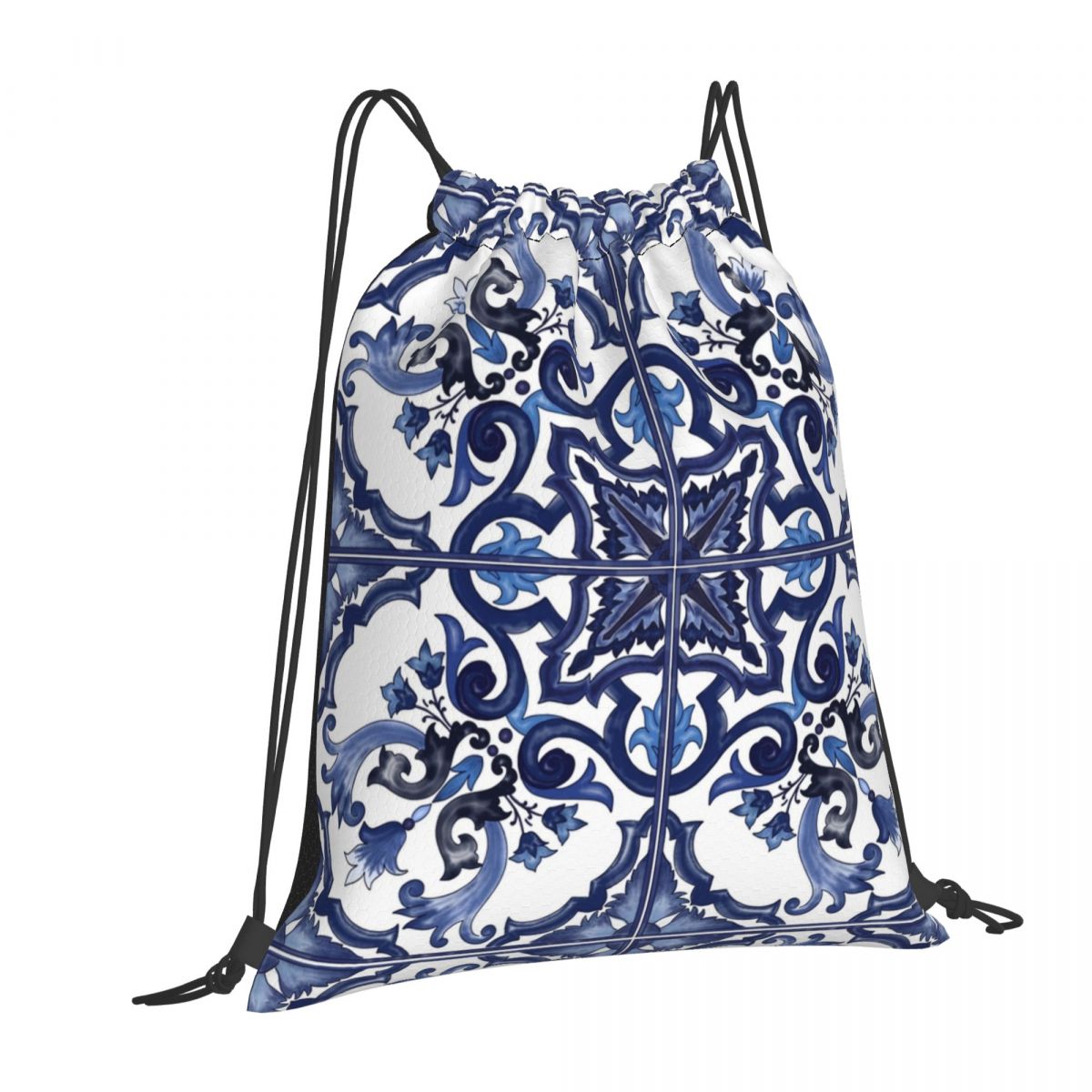 Mavi Süslü Çiçekli Akdeniz Sic - Tile Bag Drawstring incelemesi ve fiyatı