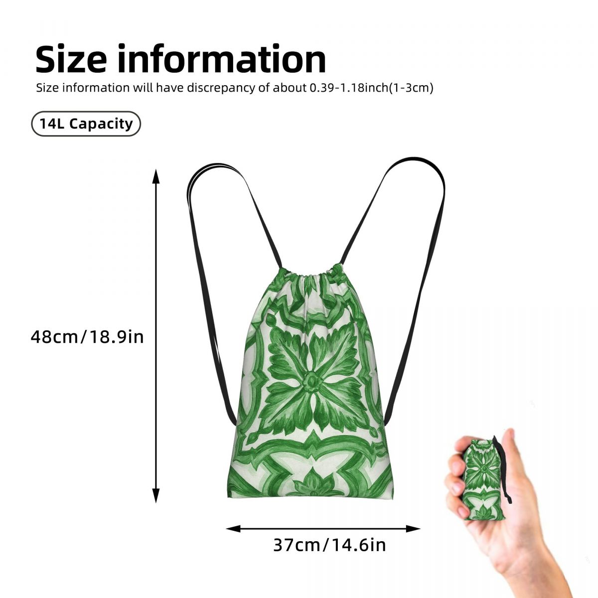 Yeşil Süslü Çiçekli Akdeniz Si - Tile Bag Drawstring incelemesi ve fiyatı